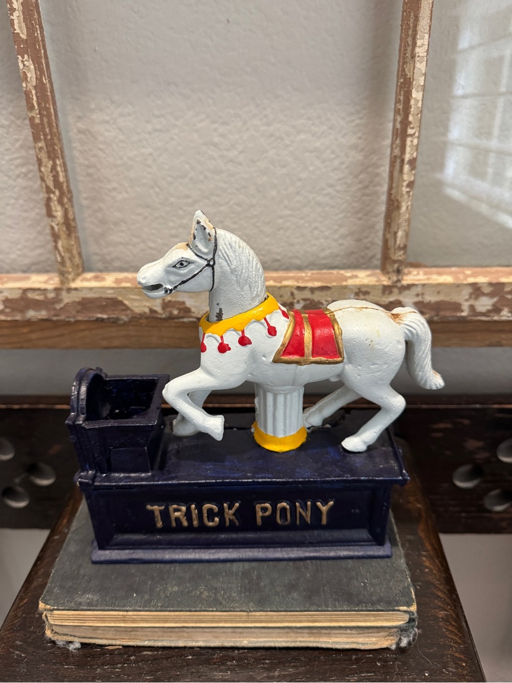 Vintage White Trick Pony Bank